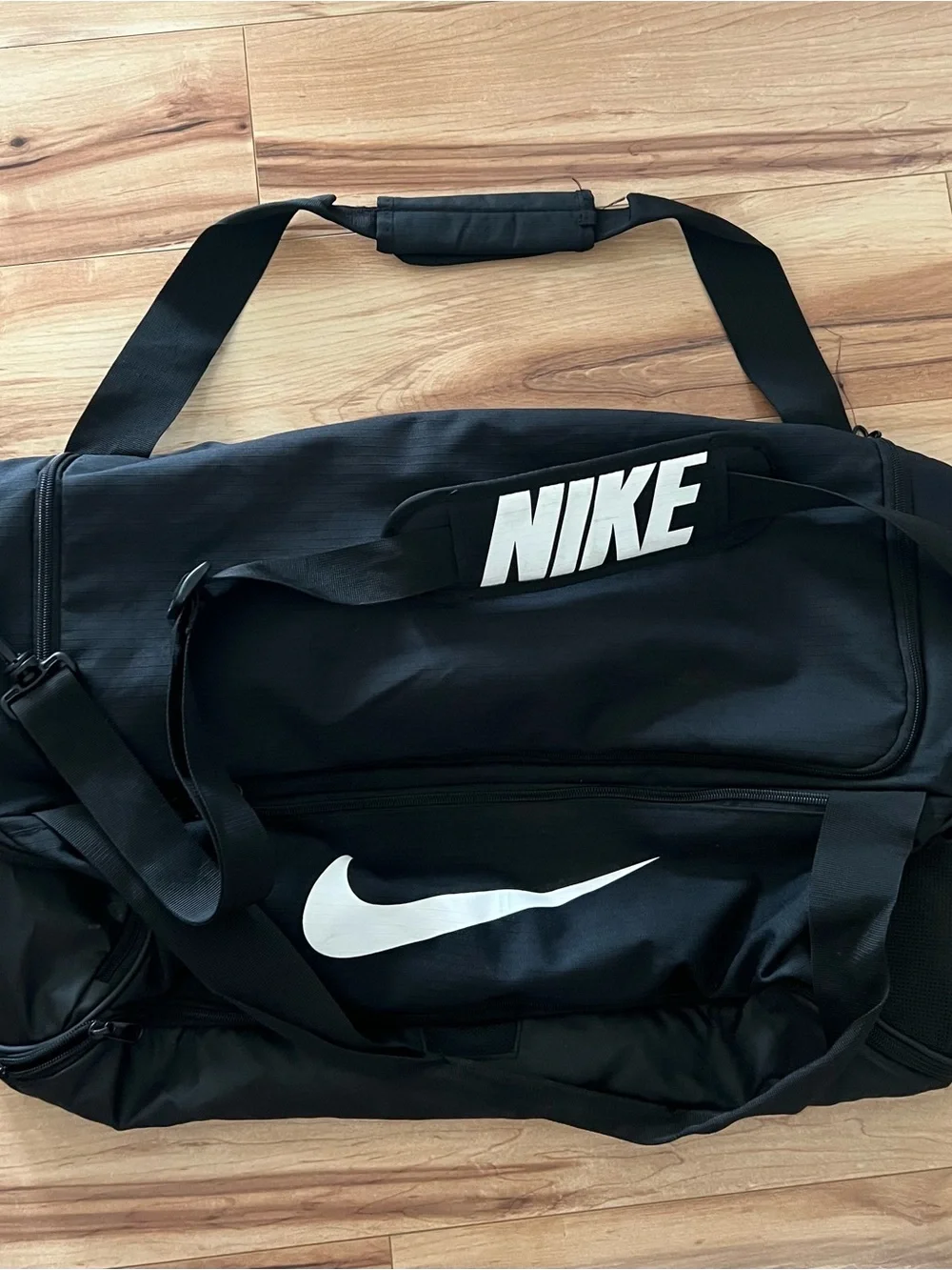 Nike Black Duffle Bag with White Logo